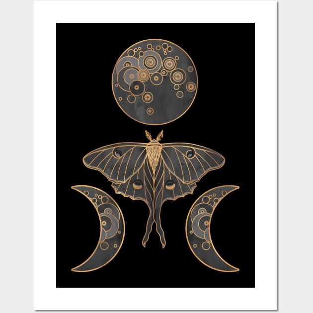 Luna Moth and Triple Moon - DARK Wall Art by Olooriel